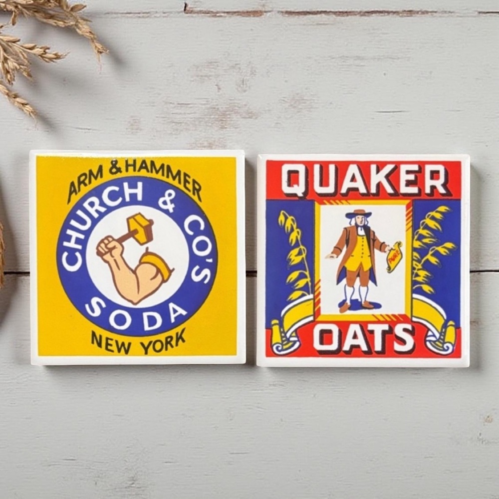 Free w/ $20 Purchase / Vintage Vibrant Brand Name Tile Trivets